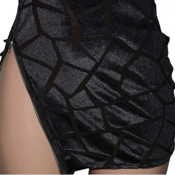 NEW Women’s Sexy Sheer Mesh Boydcon Midi Dress See Through Printed Long Sleeve - Picture 3 of 8